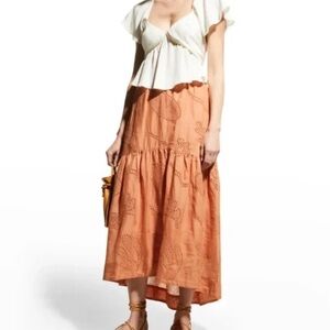 Terracotta Eyelet Skirt by FRAME